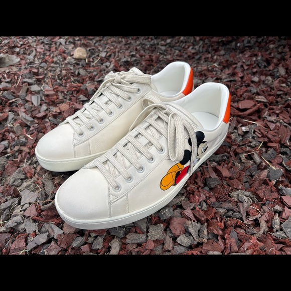 Gucci, Disney Mickey Mouse Ace Low Top Sneaker, Ivory, Orange, (8.5 M, 10 W) - Picture 7 of 15